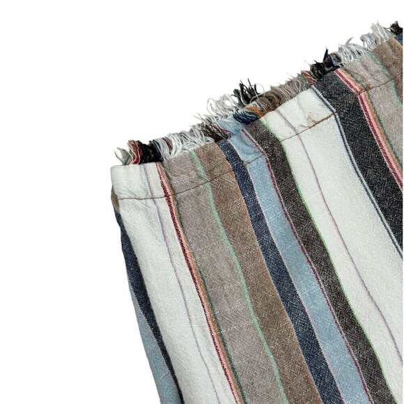 For the Republic Striped Linen-Blend Cropped Wide-Leg Pants Women's Size L - Picture 6 of 9